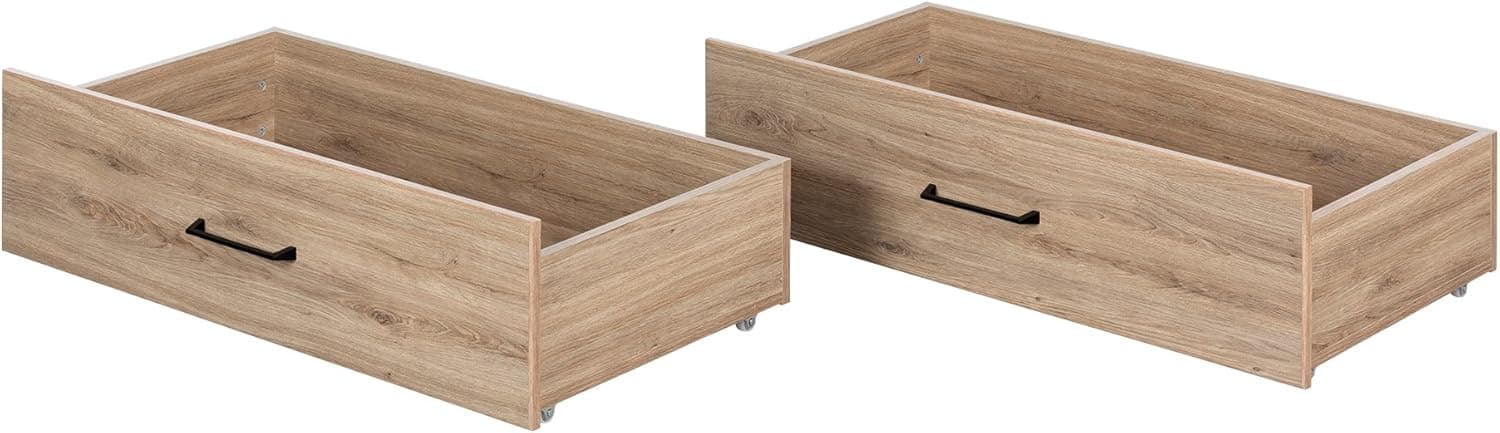 South Shore Fakto Set of 2 Drawers on Wheels, Rustic Oak