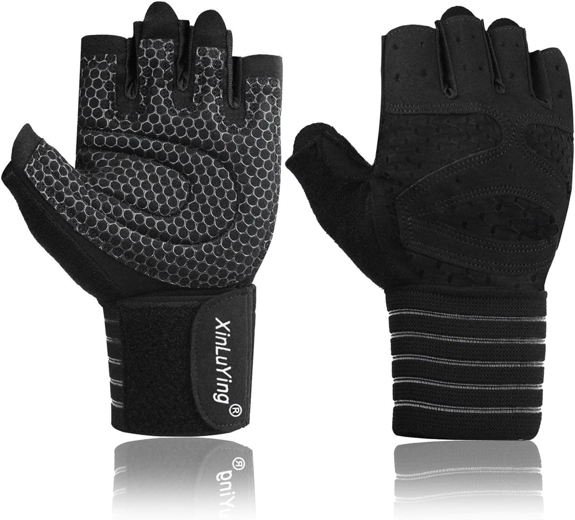 Fitself Weight Lifting Gloves Mens Breathable Wrist Support Fitness Gloves for Gym Powerlifting Workout Strength Training