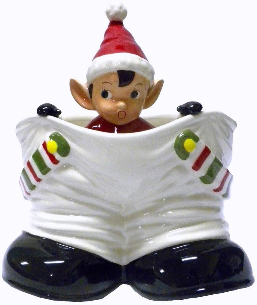 Christmas Elf in Santa Pants Ceramic Caddy Dish (Red)