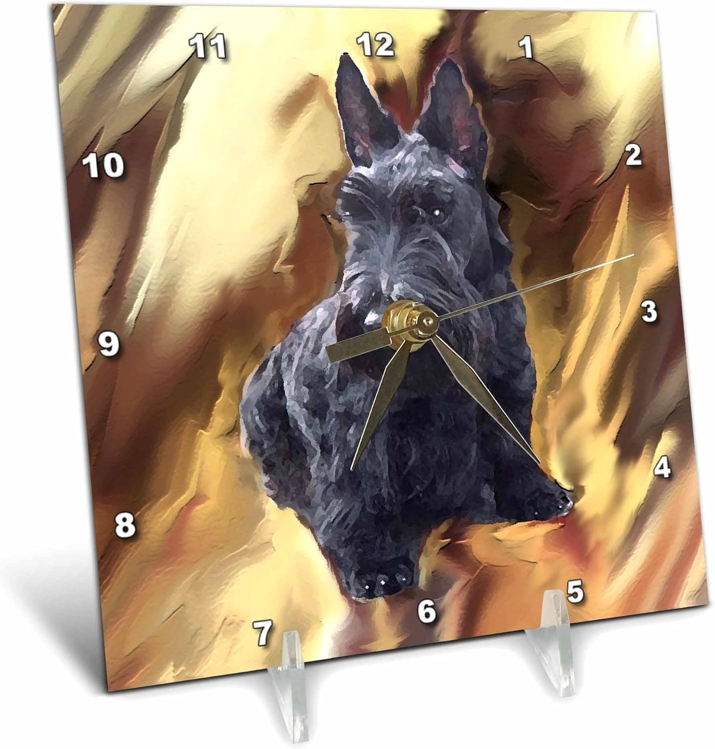 3dRose LLC Scottish Terrier Desk Clock, 6 by 6-Inch