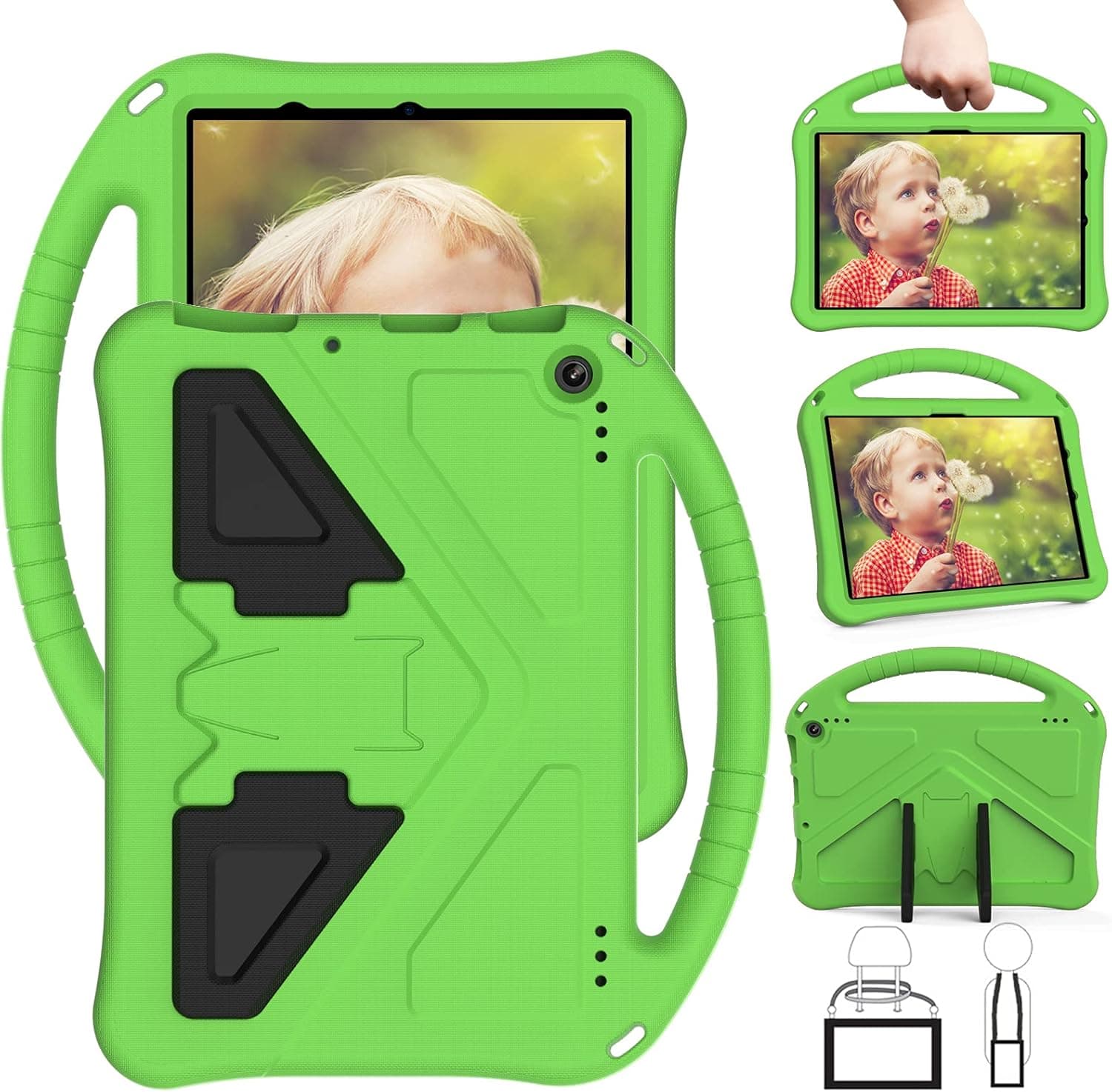 Simicoo Fire HD 10 Tablet case for Kids boy Girl, Fire HD 10 Tablet 11th Gen 2021 Light EVA Foam Shockproof Kids case with Stand Handle Pen Holder Kid-Proof Case for Fire HD 10 Tablet (Green)