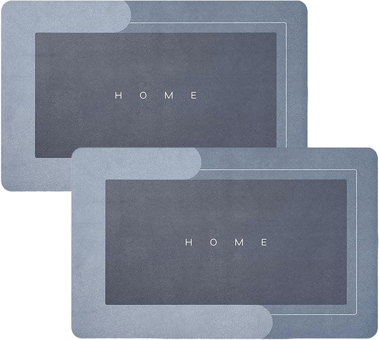 2 Pack Super Absorbent Floor Mat, Napa Skin Super Absorbent Bath Mat Quick-Dry Microfiber Bath Mats for Bathroom Non-Slip Easy to Clean Wash Bathroom Bath Rugs (24inX16in, Blue)