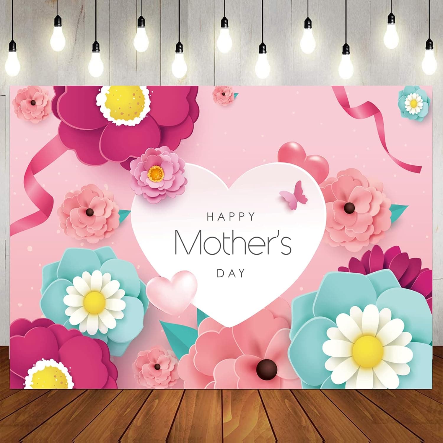 LTLYH 8x6ft Happy Mother's Day Photography Backdrops Mother's Day Photo Backdrops Mother's Day Pink Flowers Background Party Supplies Pictures Banner Studio Booth Props 130