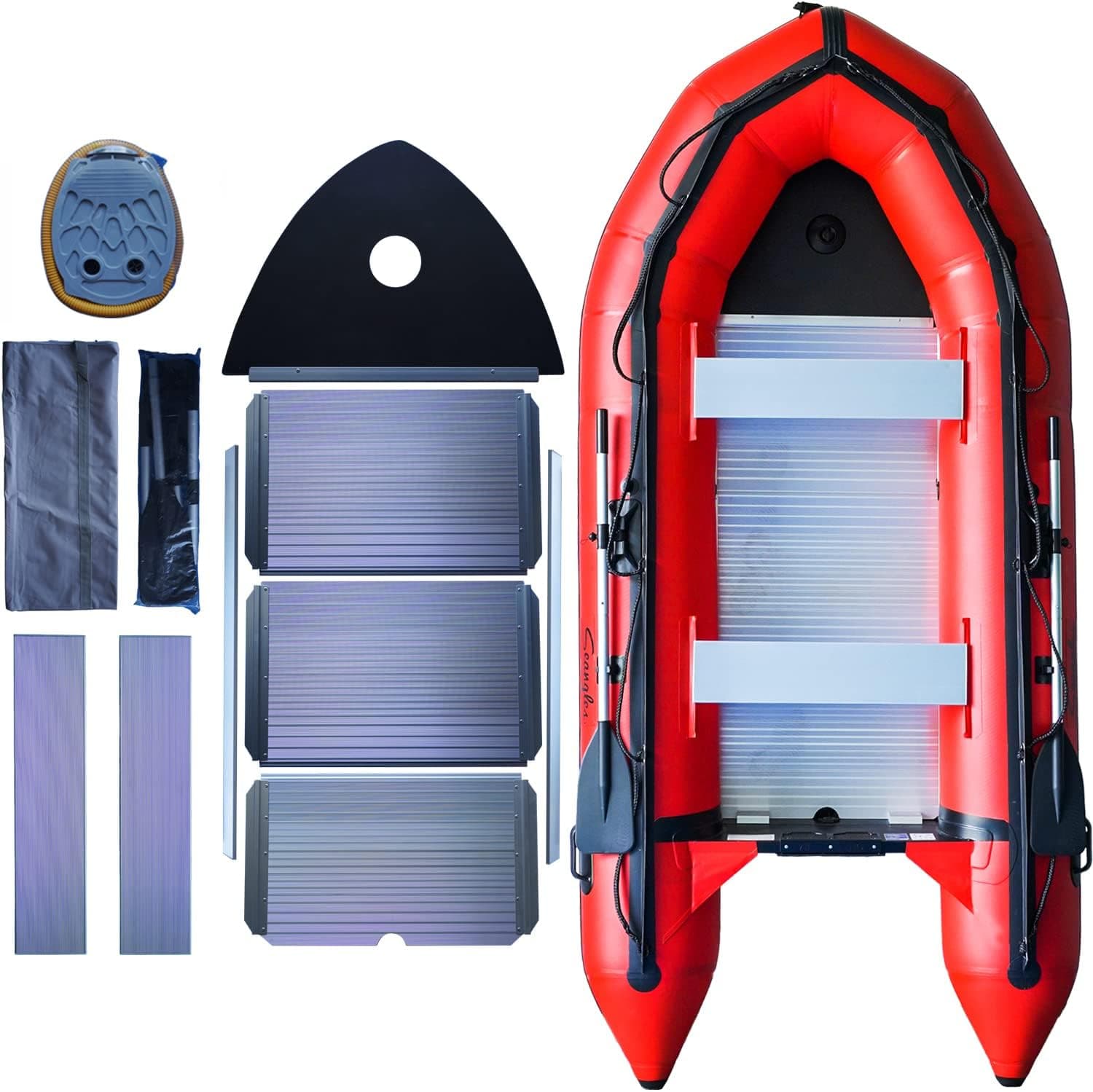 Seangles Inflatable Dinghy Boat with Aluminum Floor and Aluminum Transom - Inflatable Boat for Adults Heavy Duty - USCG Approved