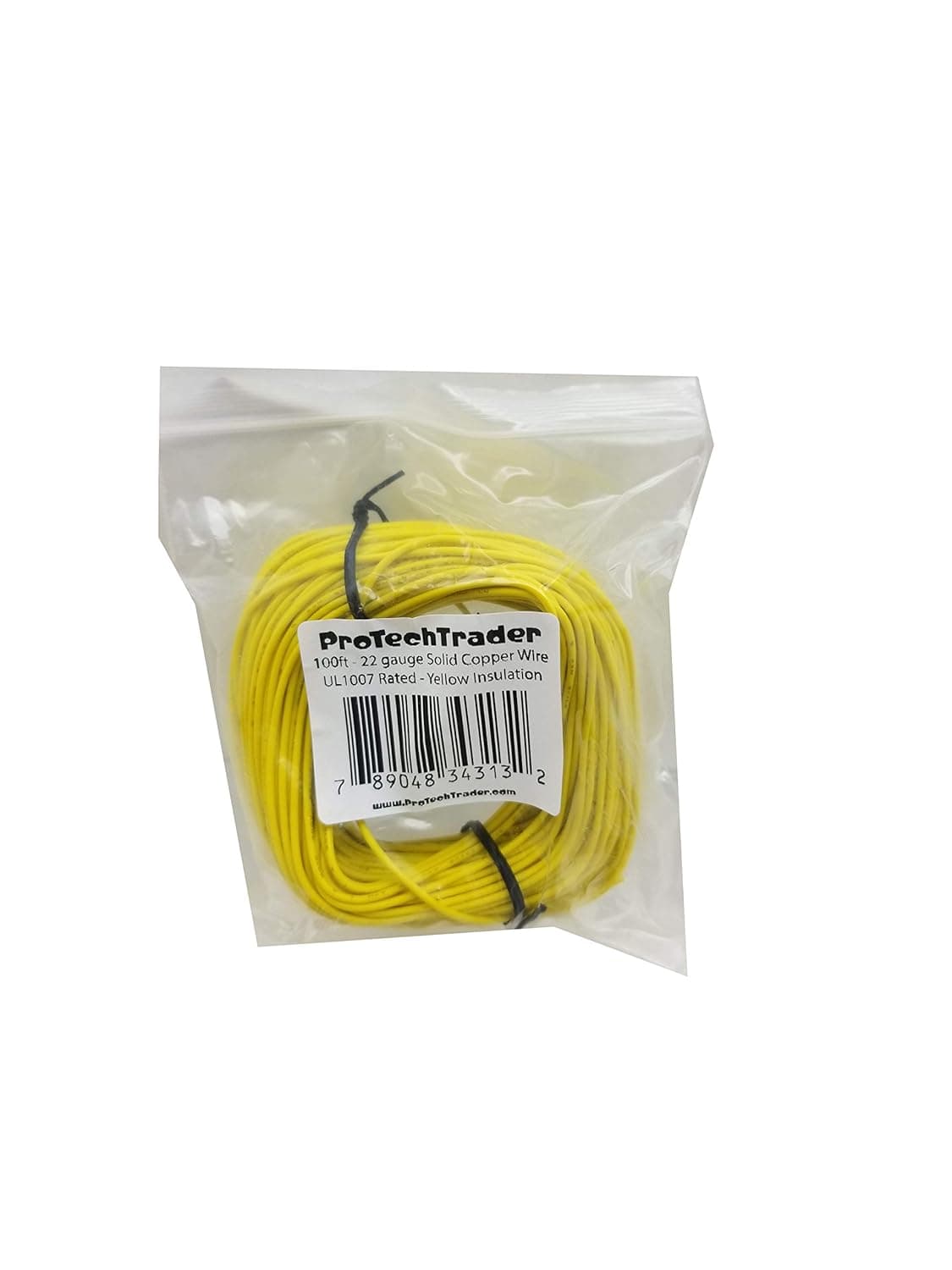 100ft 22AWG - Solid Copper Wire Yellow PVC Insulation UL1007 Rated 300V 80℃ - Electronics Hookup Wire Tinned - Bagged