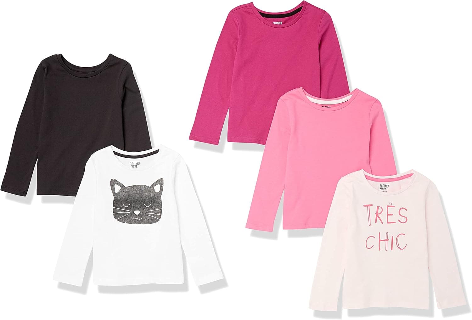 Amazon Essentials Girls and Toddlers' Long-Sleeve T-Shirts (Previously Spotted Zebra), Multipacks