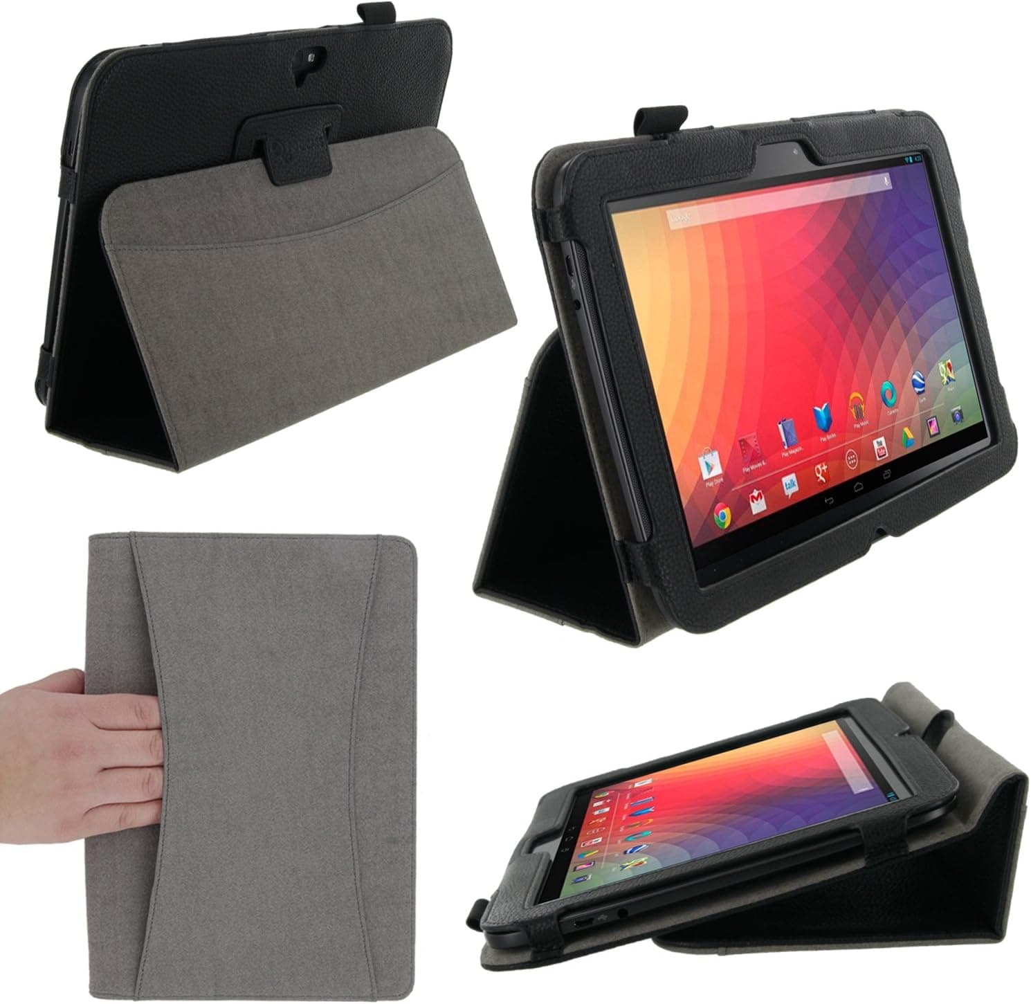 rooCASE Google Nexus 10 Dual Station Folio Case Cover - Support Landscape / Typing Stand / Auto Sleep and Wake