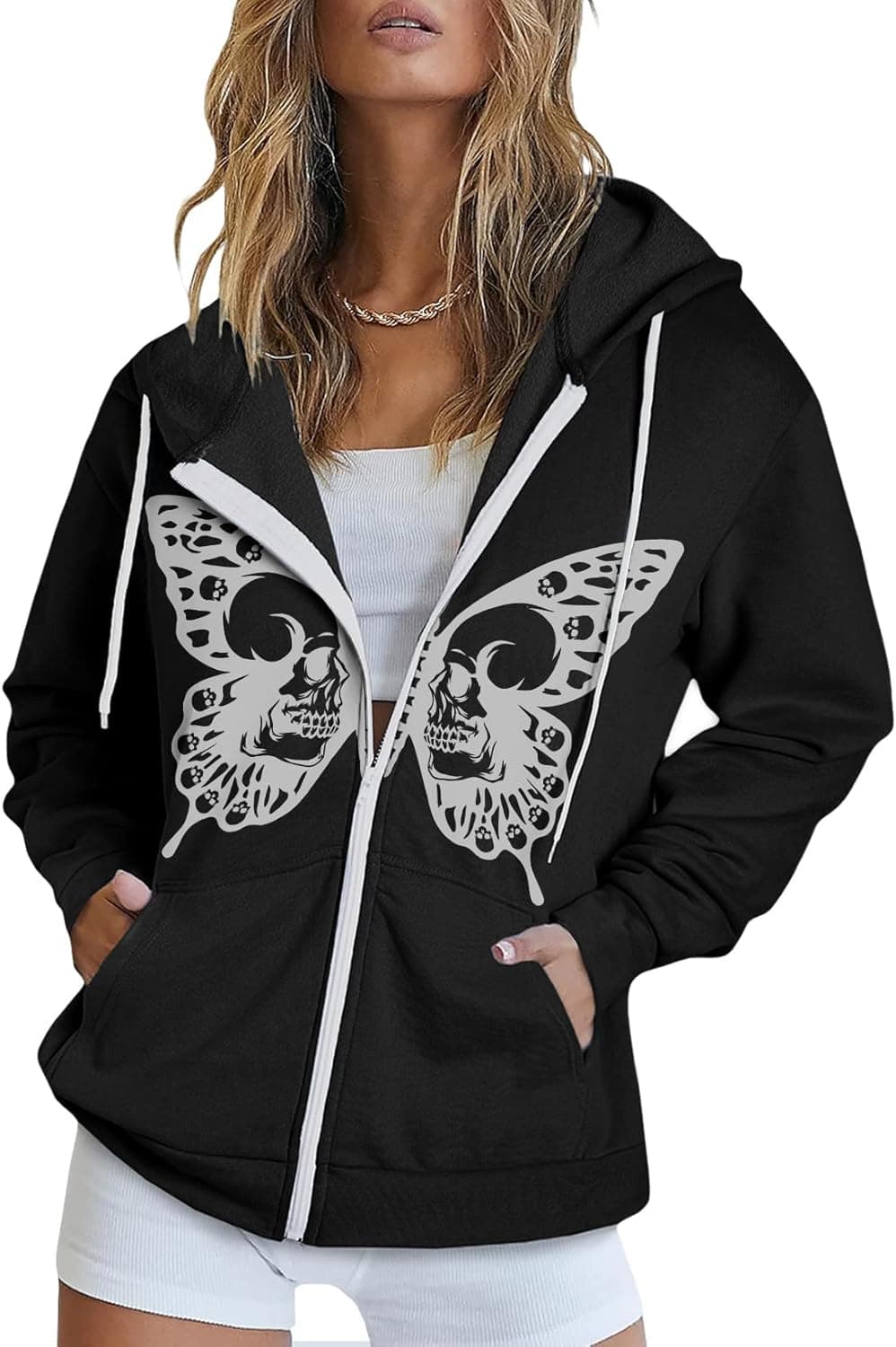 FARYSAYS Womens Halloween Party Sweatshirts Zip Up Hoodies Novelty Casual Jackets