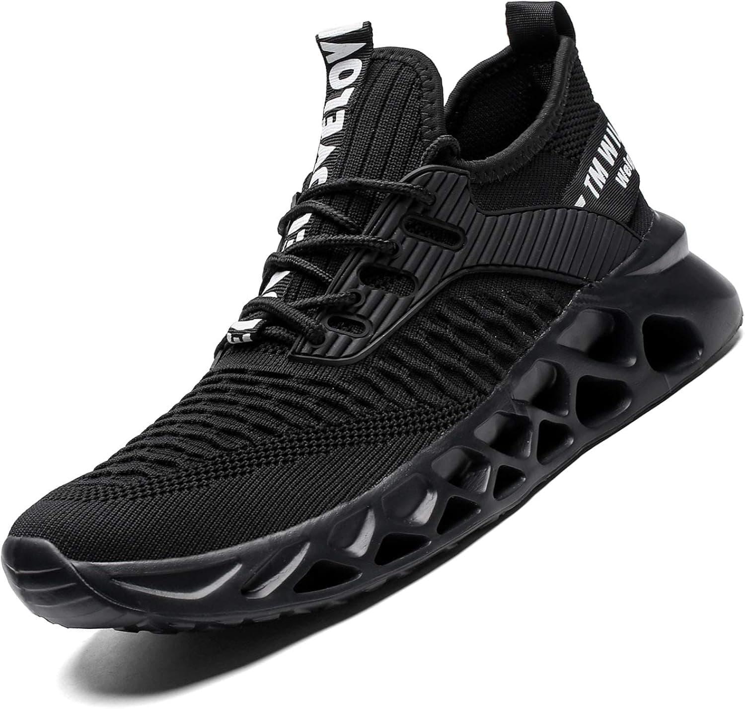 Kapsen Mens Running Shoes Mesh Breathable Sneakers Lightweight Fashion Athletic Gym Shoes Casual Tennis Sport Shoes for Workout Walking (6.5, 1-Full Black)