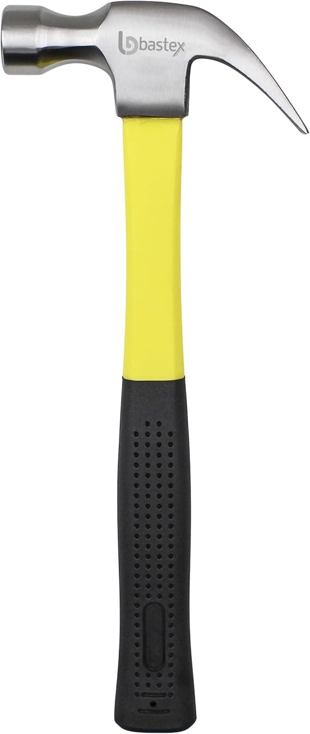 16 oz Fiber Glass Claw Hammer Heavy Duty Construction Shock Resistant Rubberized Non Slip Handle for Contractors, General Laborers, Repair Men, Automotive Mechanics, Household Maintenance by BASTEX