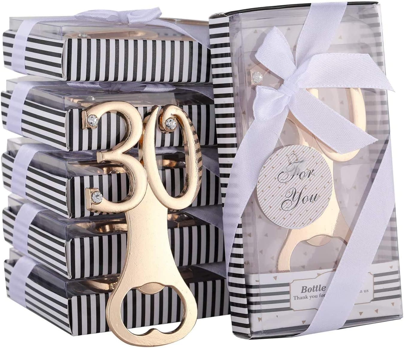 DAJAMAI 12 Packs Creative Bottle Openers for 30th Birthday Party Favors or 30th Wedding Anniversary Party Gifts 30th Birthday Party Gifts Souvenirs Decorations for Guests(30th)