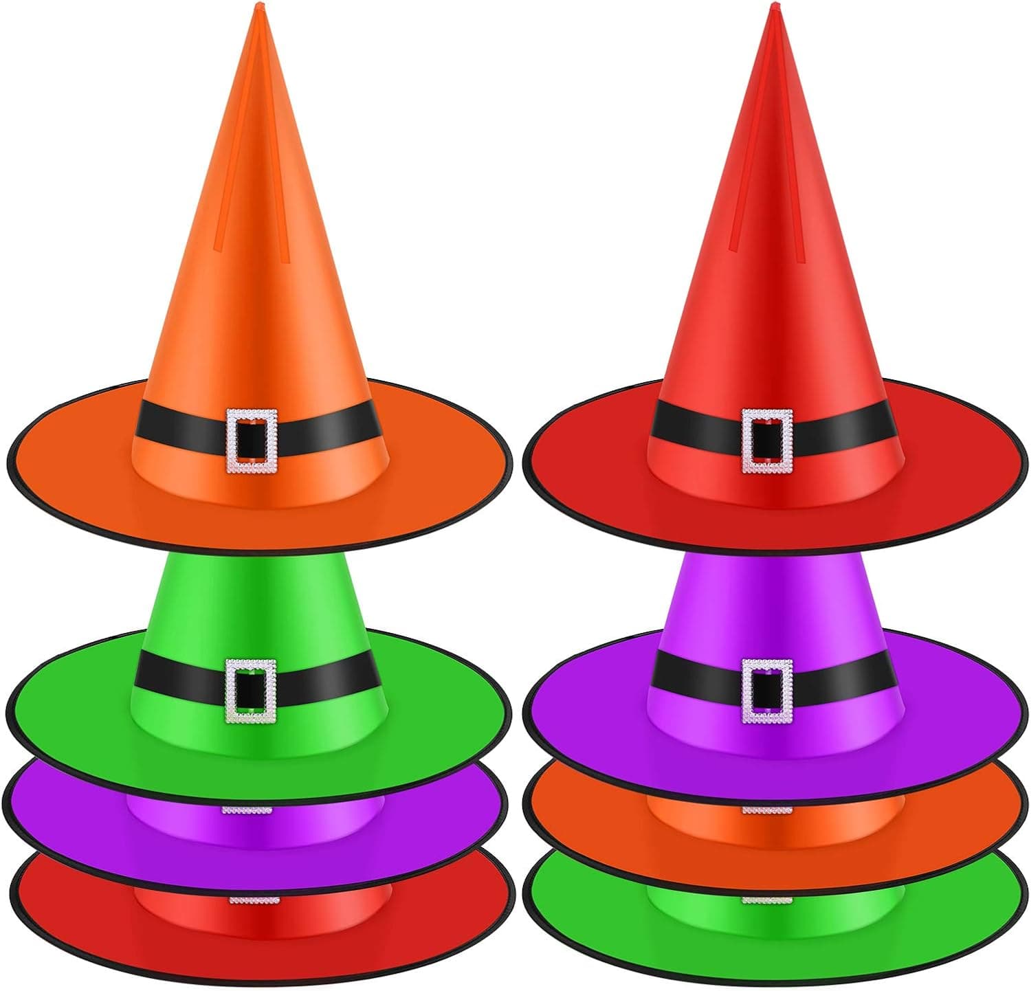ELCOHO 8 Pieces Colorful Halloween Witch Hats with Button Witch Costume Accessories for Halloween Party Favors