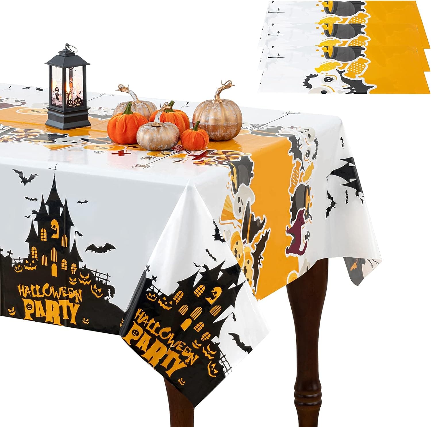 joybest Halloween Haunted Tablecloth - 3 Pack 54 x 108 Inch Waterproof Disposable Plastic Table Covers for Halloween Party Supplies Decoration, Dinner Party and Horror Theme Party