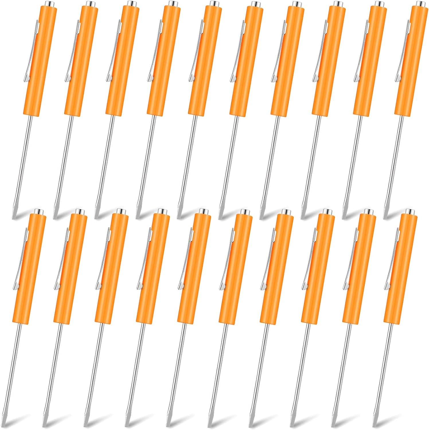 20 Pcs Pocket Screwdriver Mini Tops and Pocket Clips Pocket Screwdriver Magnetic Slotted Screw Driver Mini Screwdriver Pocket Screwdriver with Magnet for Mechanical Electrician Technician (Orange)