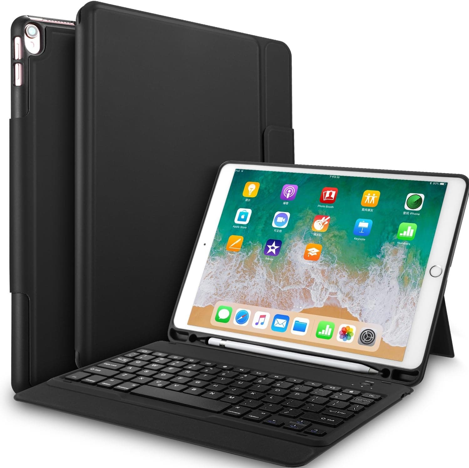 IVSO Case with Keyboard for ipad pro 12.9 2018 - Lightweight One-Piece Wireless Keyboard Stand Case [Auto Wake/Sleep] [Apple Pencil Charging Supported] Fit for Apple ipad pro 12.9 2018 (Aqua)