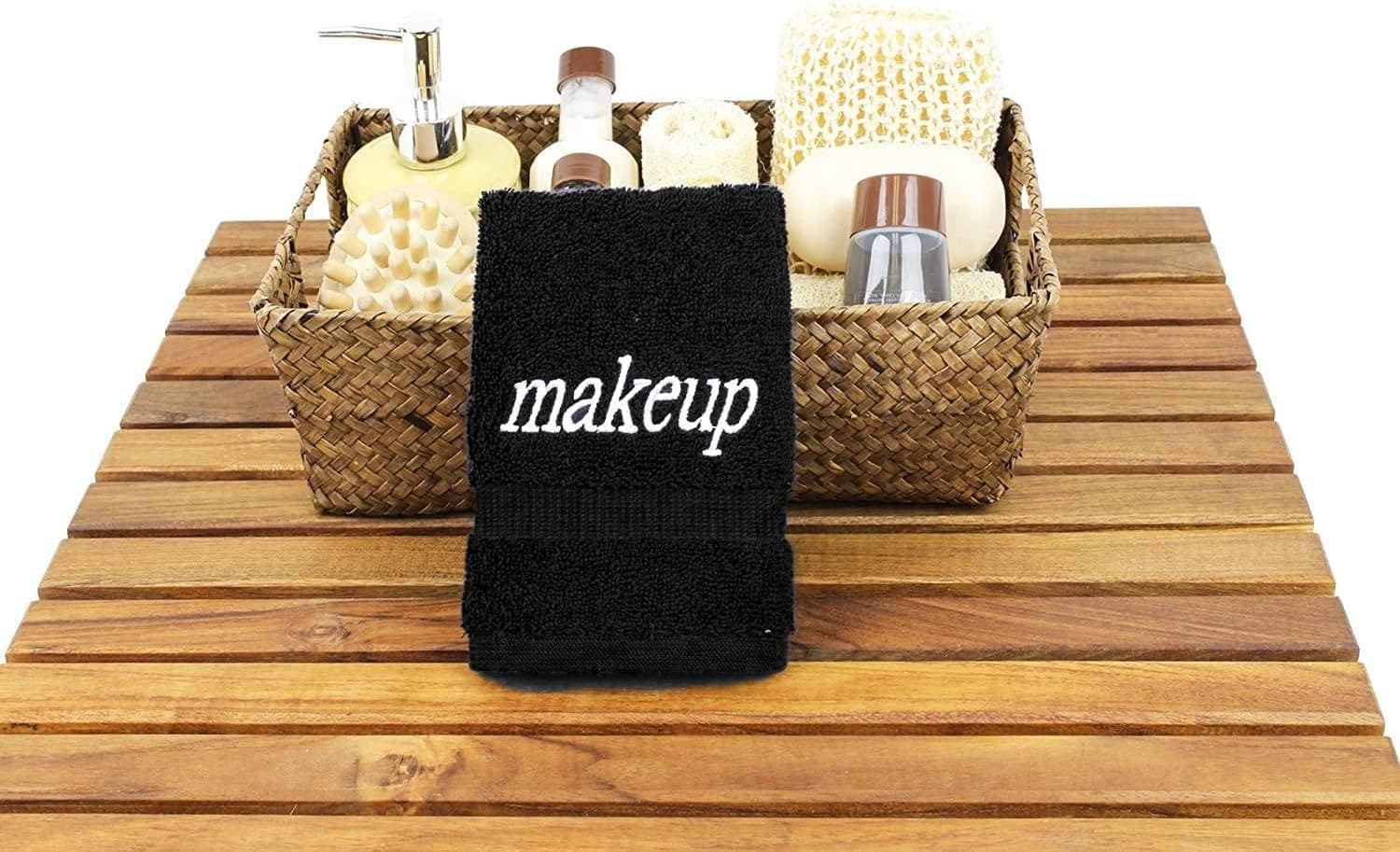 Set of 6 Makeup Remover washcloth. Turkish Cotton Perfect for Makeup Bag! 13x13 inches - Black