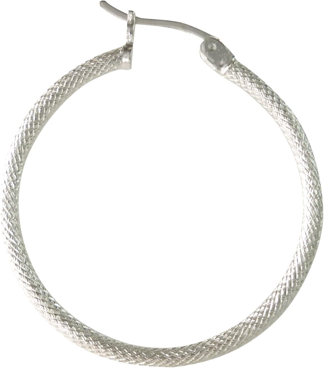 SILVERINA Sterling Silver Textured Hoop Earrings (2.0mm Thick)