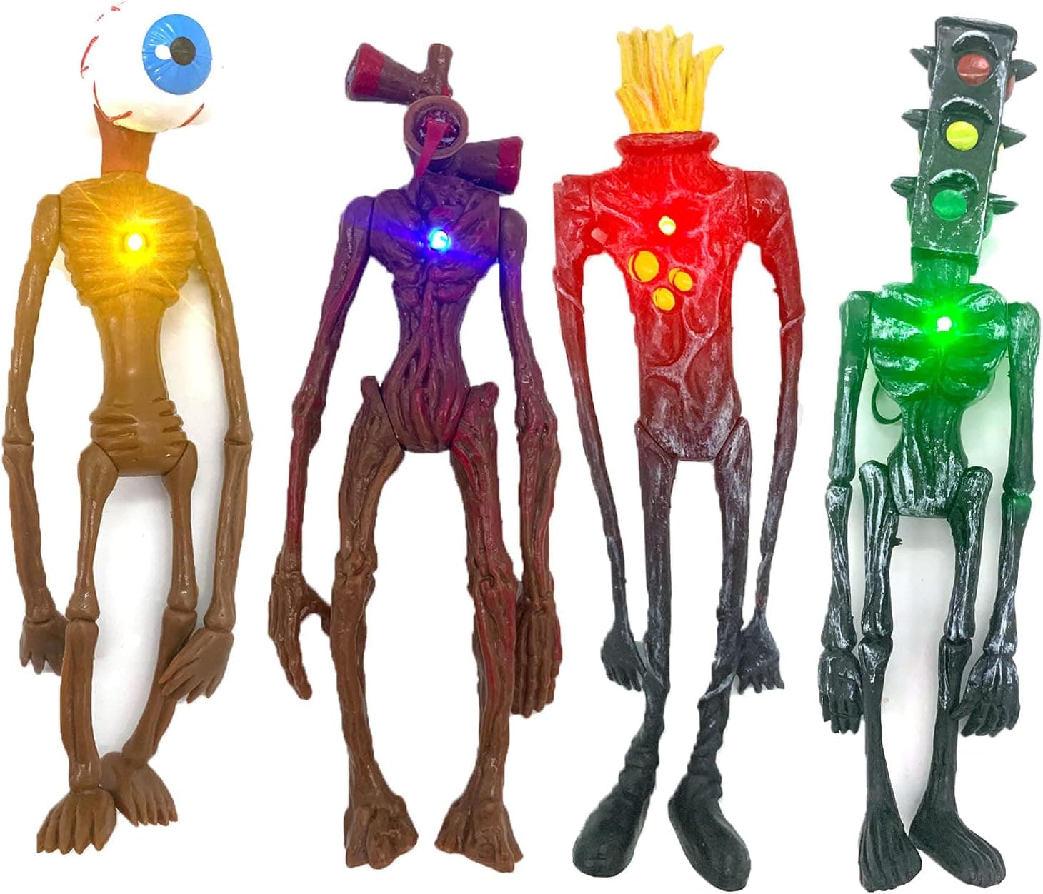4pcs 9" Lignt Head Cake Topper SCP Foundation Centerpiece Toys Action Figure Blinker Light for Kids Children Birthday
