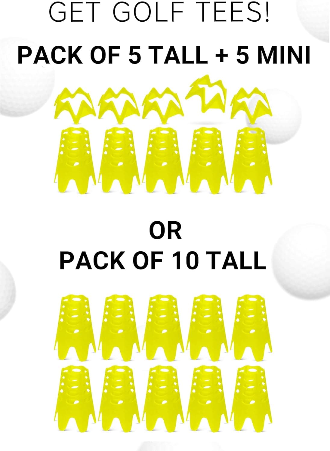 Mooju Golf Mat Tees [Pack of 10] - Practice Golf Tees Perfect for Winter Turf and Driving Range - Indoor Tee Claw - Golf Simulator Tees