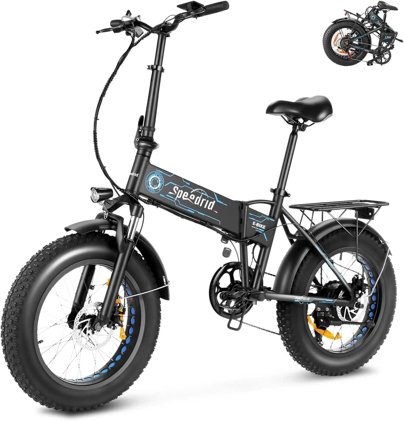 Speedrid SE2 20" *4.0 Folding Fat Tire Electric Bike for Adults, 500W Electric Ebike with 48V-10.4Ah (499Wh) Battery, LCD-Display，Front Suspension Fork and Professional 7 Speed