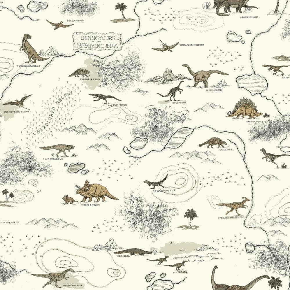 York Wallcoverings Brothers and Sisters V Mesozoic Era Removable Wallpaper, White/Tan/Black/Light Taupe/Grey
