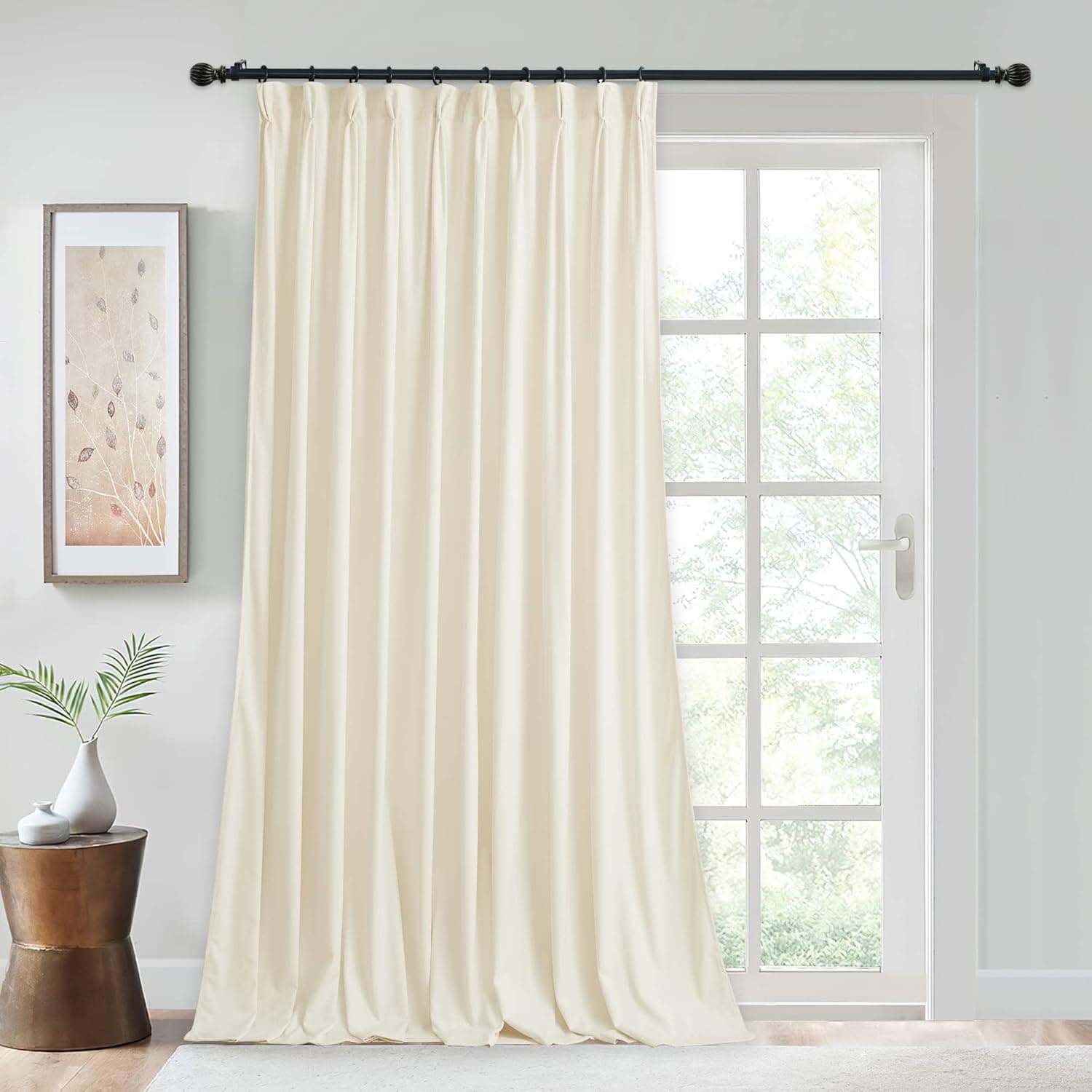StangH Ivory White Curtains for Living Room, Pinch Pleat Super Soft Velvet Luxury Home Decoration Thick Privacy Window Door Panels for Bedroom, W62 x L84, 1 Panel