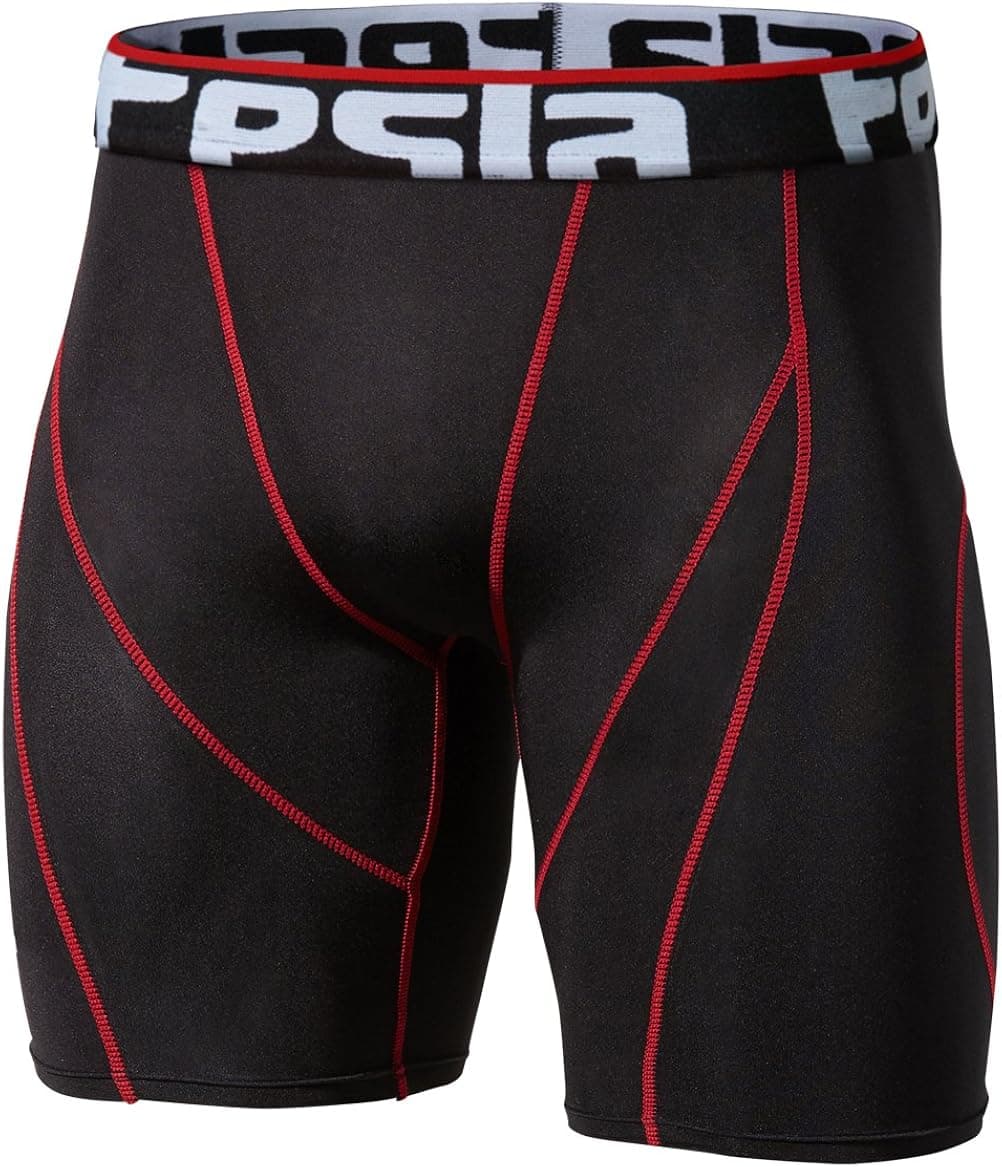 CLSL TM-S17-BKRZ_Large Tesla Men's Compression Shorts Baselayer Cool Dry Sports Tights S17