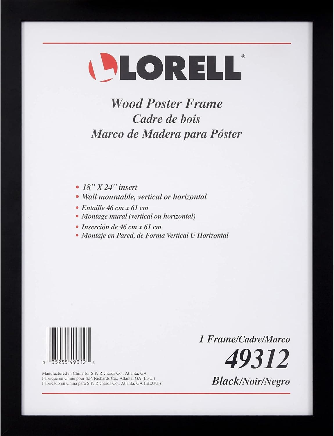 Lorell Wide Frame 18" x 24",Black