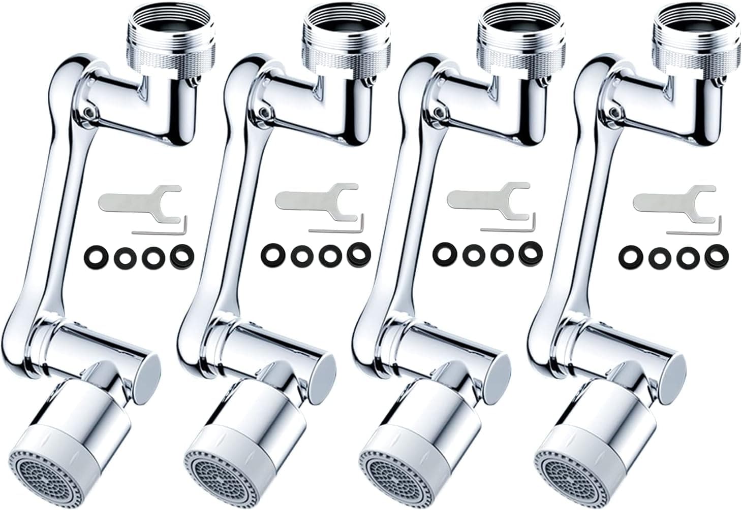 LZV 1080° Rotating sink faucet aerator, Swivel Faucet Extender for Bathroom & Kitchen Sink with 2 Water Outlet Modes(Silver 4Pack)