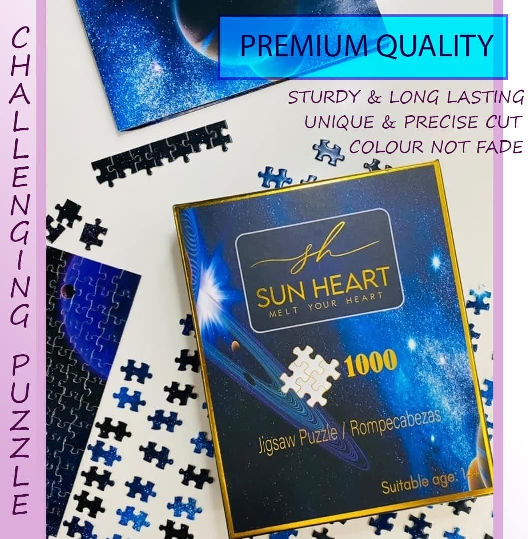Sun Heart Hardest Puzzle in The World - Difficult, Hard, Fun Jigsaw Games, and Premium 1000 Piece Puzzles for Kids, Teens and Adults - Universe Outer Space Puzzle