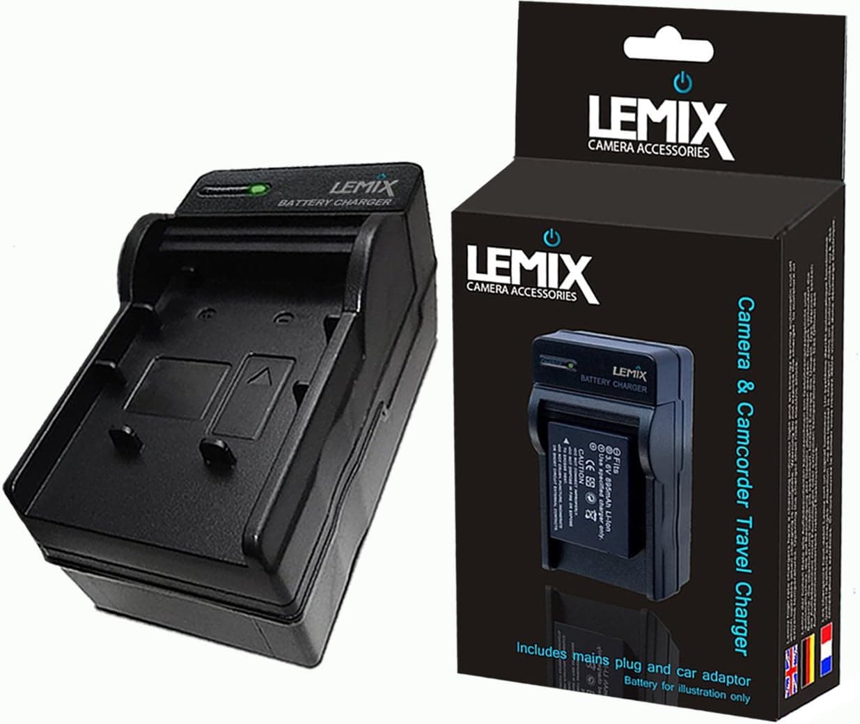 Lemix (BLS5/BLS1) travel charger for battery BLS-1 PS-BLS1 BLS-5 BLS5 for OLYMPUS DSLR: E-400 E-410 E-420 E-450 E-620 / PEN digital: E-P1 E-P2 E-P3 E-PL1 E-PL2 E-PL3 E-PL5 E-PM1 E-PM2 with car adapter, US, European and British plugs {1199}