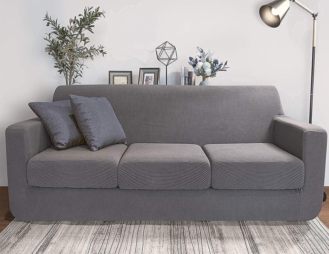 LuxAPP Sofa Slipcovers for 3 Seat Cushion Couch Slip Cover 3 Seat Couch Cover for 3 Cushion Couch Dog Couch Cover Protector Cover for Sofa 3 Seats 4 Piece Couch Cover Gray Slipcovers for Sofa