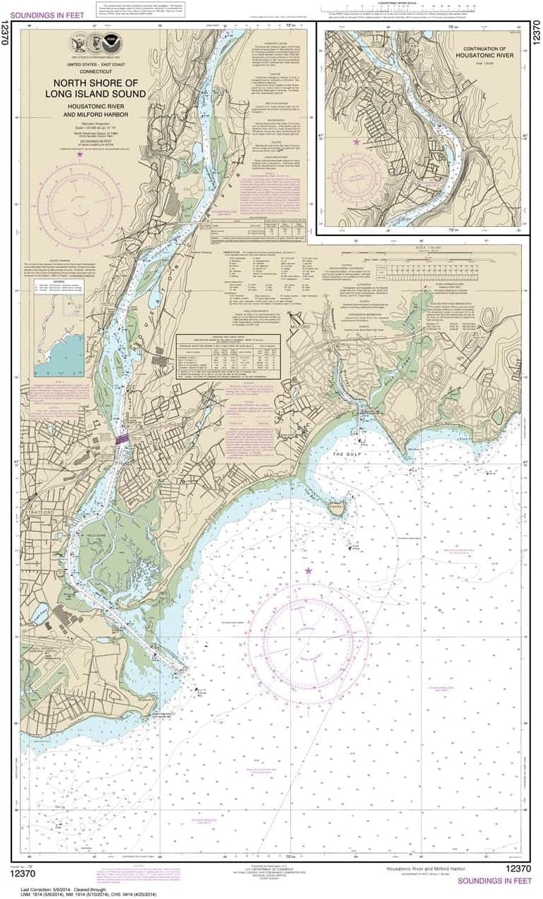 NOAA Chart 12370: North Shore of Long Island Sound Housatonic River and Milford Harbor, 40 X 23.5, Traditional Paper