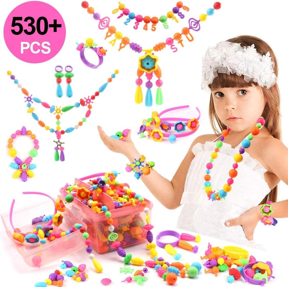 Tomons Pop Snap Beads Set - 530Pcs+ Creative DIY Toy Pop Beads Jewelry Making Kit for Rings, Bracelets, Necklaces Arts and Crafts Educational Beads for Girls, Toddlers, Kid