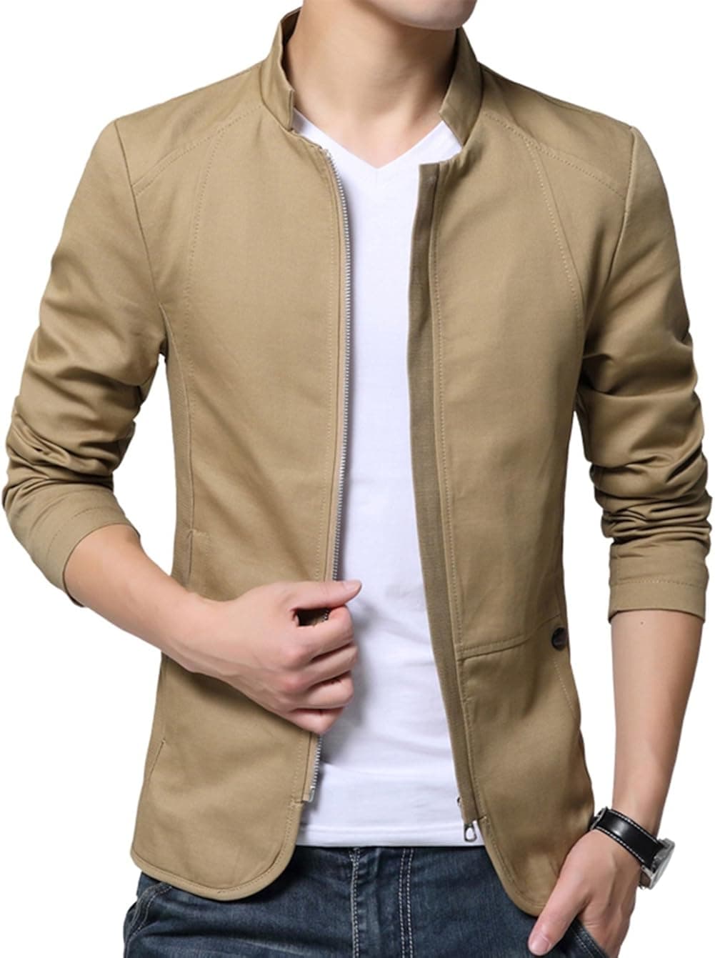 XueYin Men's Cotton Lightweight Slim Fit Jacket Casual Wear