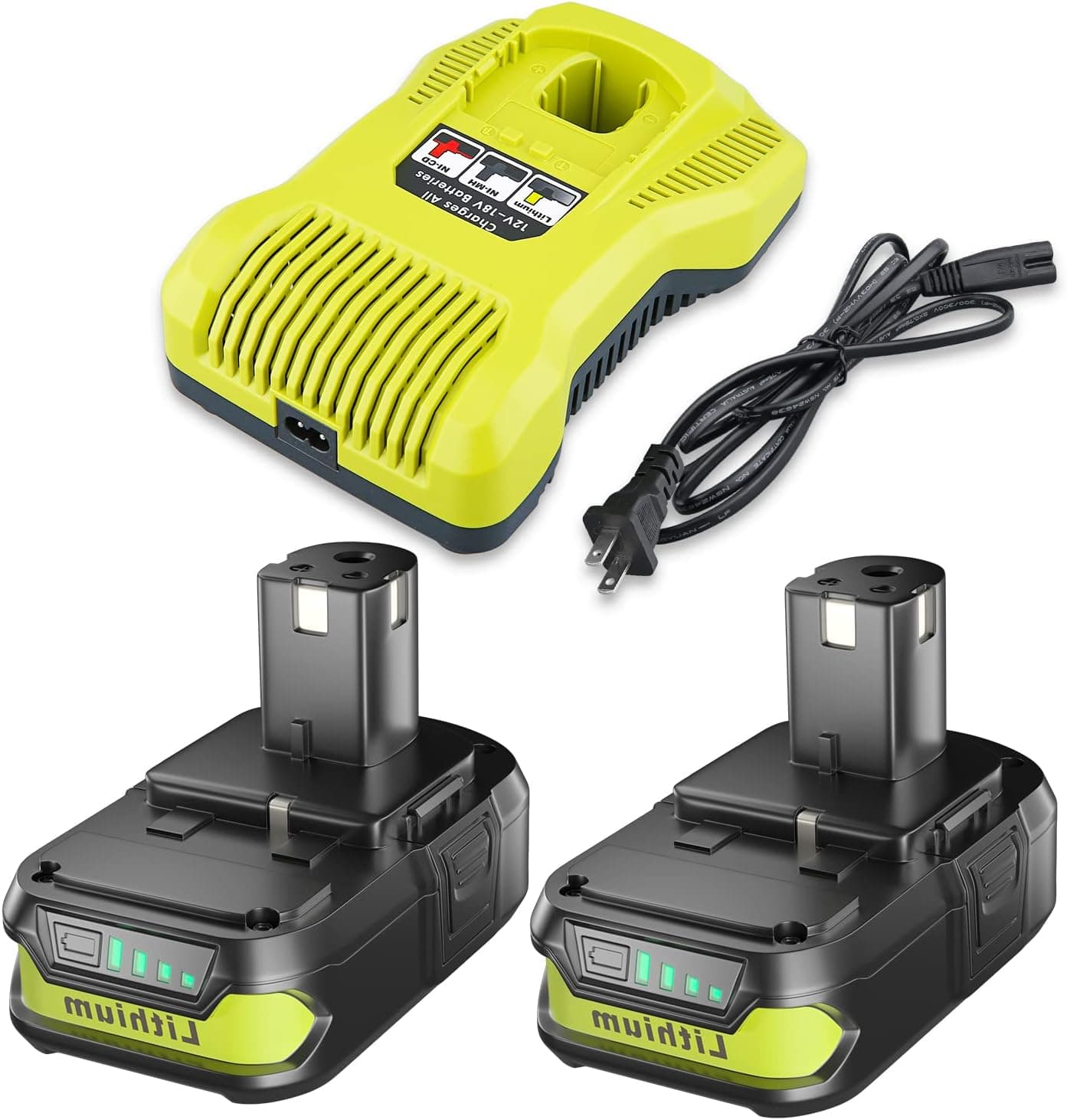 THISSENERGYSYSTEM THISS 2 Pack 3.6AH Battery Replacement for Ryobi 18V Battery and 1 Pack P117 Charger Combo Compatible with P104 P105 P102 P103 P107 P108 Lithium-ion for Ryobi Battery 18 Volt