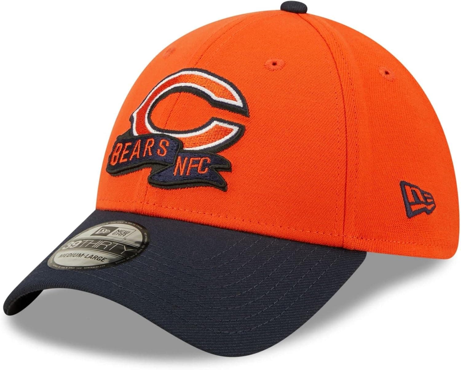 New Era Men's Orange/Navy Chicago Bears 2022 Sideline 39THIRTY Flex Hat