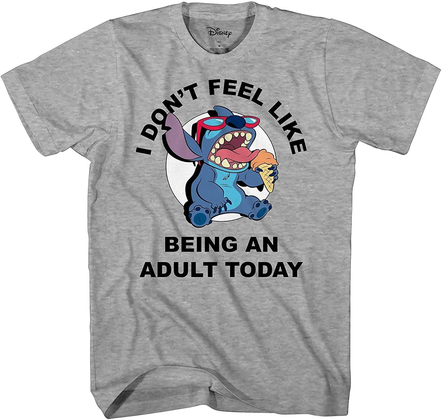 Disney Lilo and Stitch Don't Feel Like Being an Adult Tee Funny Humor Disneyland Graphic Adult T-Shirt