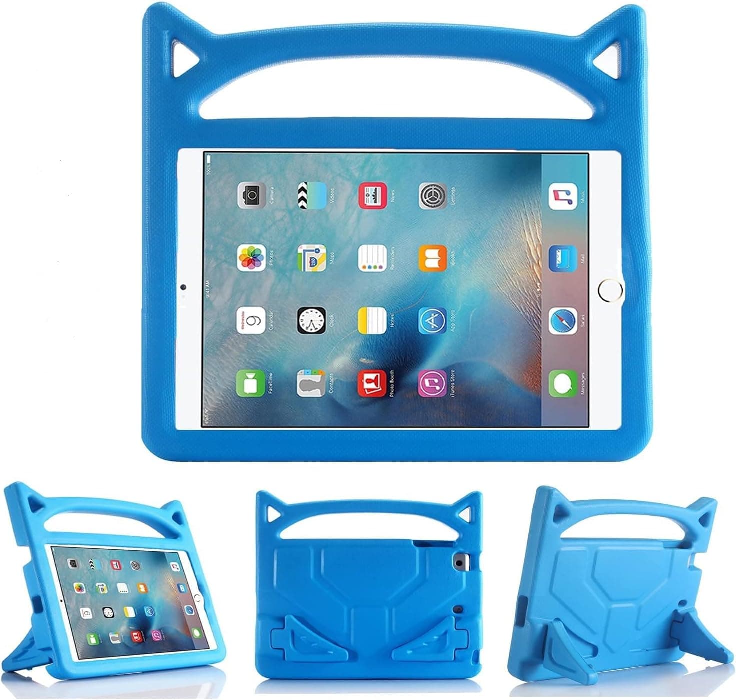 Case Compatible iPad Case for Kids Shockproof EVA Handle Stand Heavy Duty Protective Boys Girls Cover for Apple iPad Air 1/2 Pro 9.7 2017/2018 A1893 A1954 5th Generation 6th Gen (Blue)