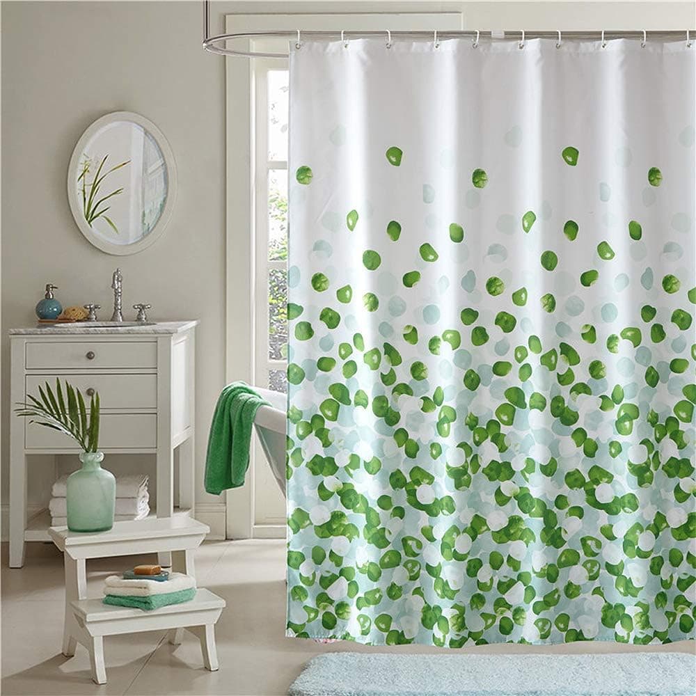 Shower Curtain, Shower Curtain with 12 Hooks, 72 x 72 Inch - Fabric - Waterproof, Green, for Bathroom, Easy to Clean