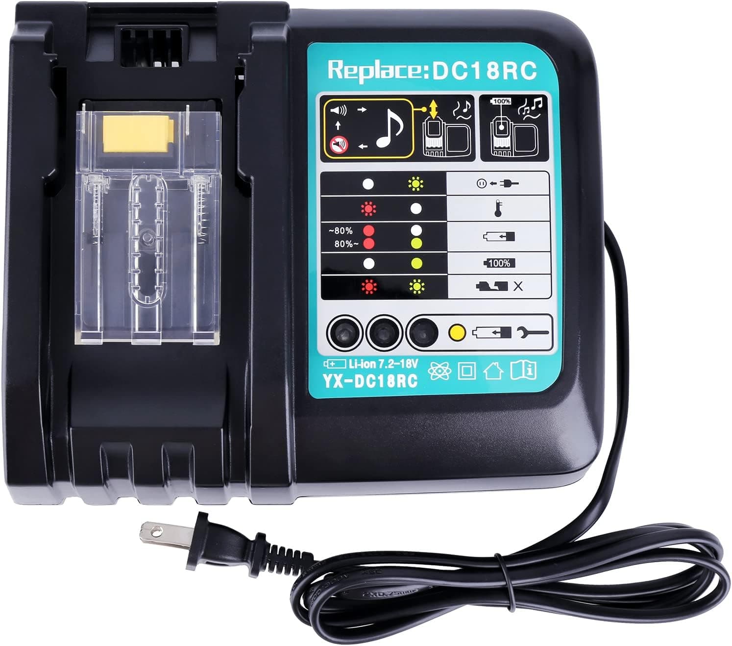 Kotoate DC18RC 18V Battery Charger Compatible with Makita 14.4V-18V LXT Lithium-ion Battery BL1815 BL1850 BL1830 BL1860 BL1840 BL1430 Replacement for Makita Rapid Charger DC18RA DC18RD DC18SD DC18SF