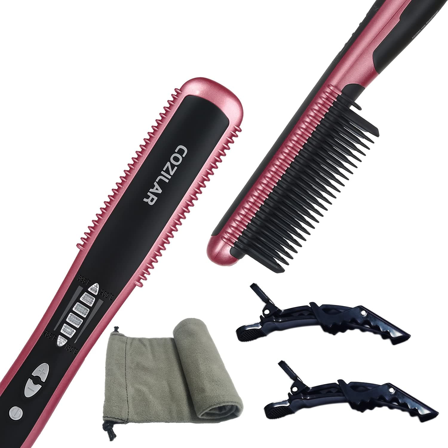 Hair Straightener Brush Ceramic Straightening Brush,Straightening Comb,Hot Comb Hair Straightener Anti Scald, Auto-Off Safe,20s Fast Heating and 5 Temp Settings, for Home, Travel and Salon