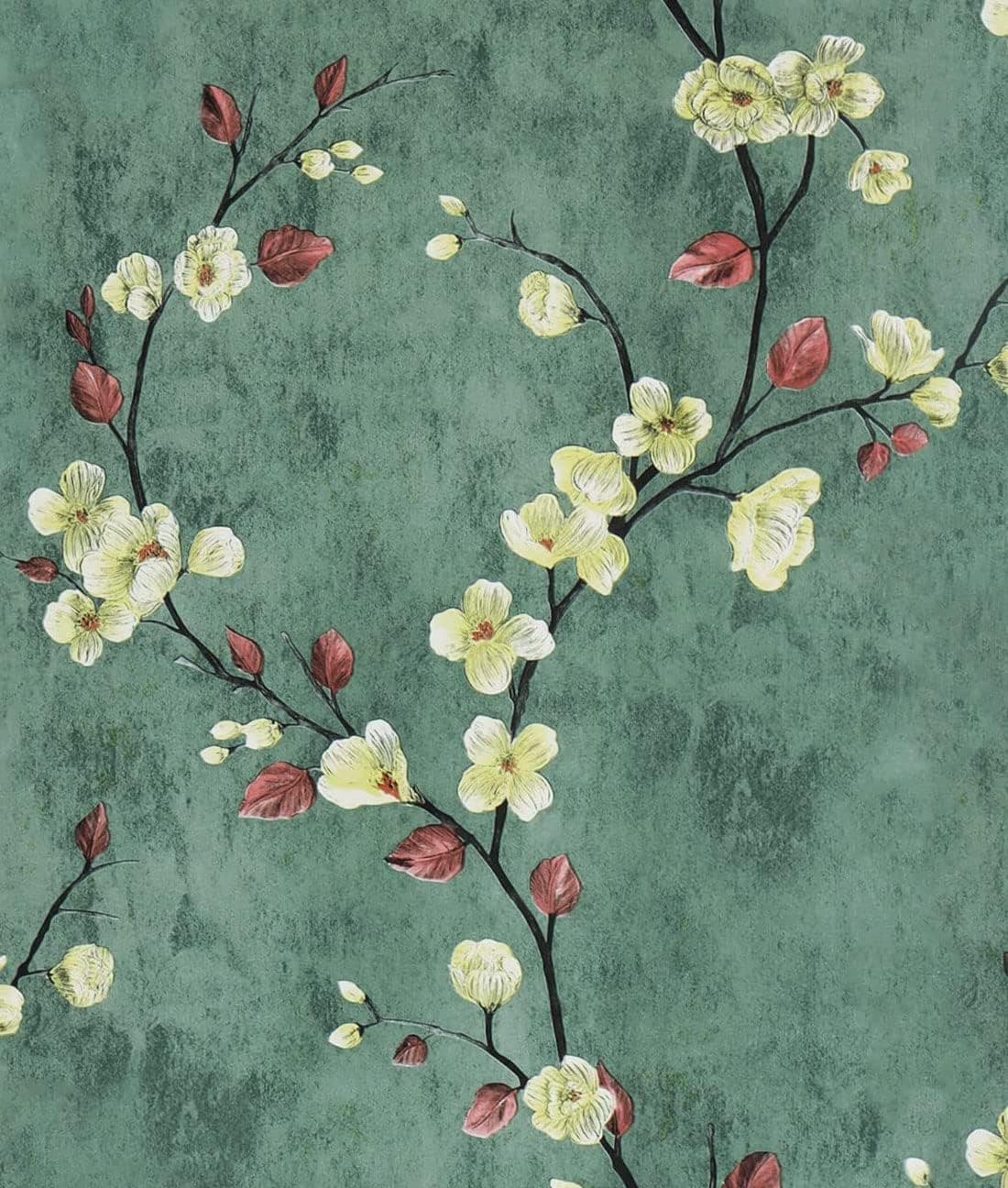 CHANMOL 3D Floral Self-Adhesive Wallpaper Peel and Stick Contact Paper Retro American Dark Green Decorative Painting Vinyl Wallpaper Bar TV Background Living Room Bedroom (17.7InX197In)
