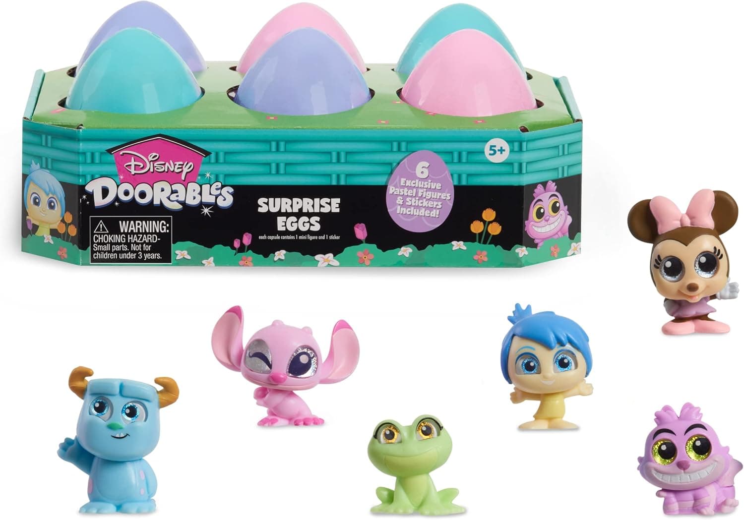 Disney Doorables 6-Pack Surprise Eggs, Includes Characters and Stickers, Easter Gifts and Basket Stuffers, Officially Licensed Kids Toys for Ages 5 Up, Gifts and Presents by Just Play