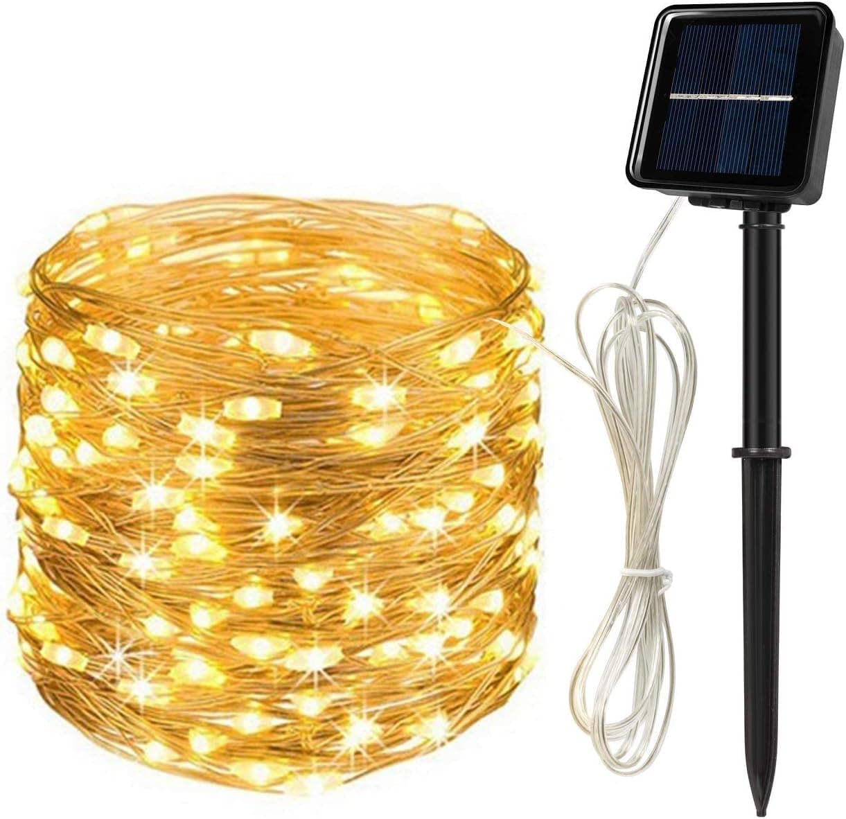 MAEXUS Solar String Lights Outdoor, 72 Ft 200 LED Solar Fairy Lights Outdoor with 8 Modes, Christmas String Lights Solar Powered Waterproof for Christmas Patio Yard Trees Wedding (Warm White)