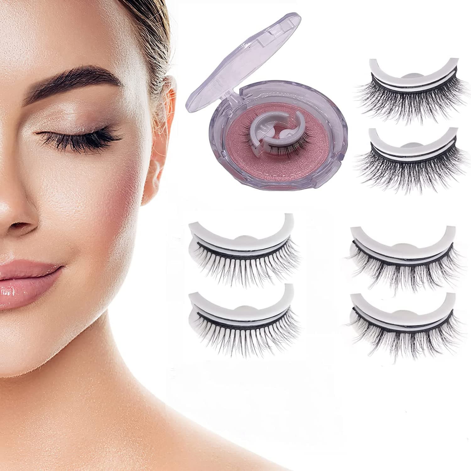 3 Pair Reusable Self-Adhesive Eyelashes No Glue Needed, Fluffy False Eyelashes, Wispy Long Extension Eyelashes Pack, Waterproof Thick Fake Eyelashes Perfect Gift for Girls Women (Natural 9-11mm)