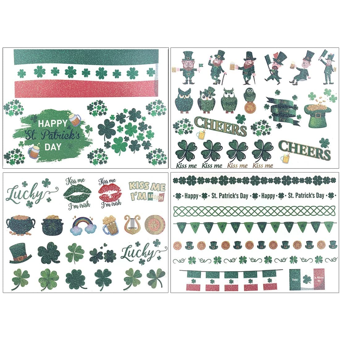 CLOOOUDS 4 Sheets St. Patrick’s Day Temporary Tattoo Stickers,Tattoo Stickers For Kids, Adults, St Patrick Day, Party