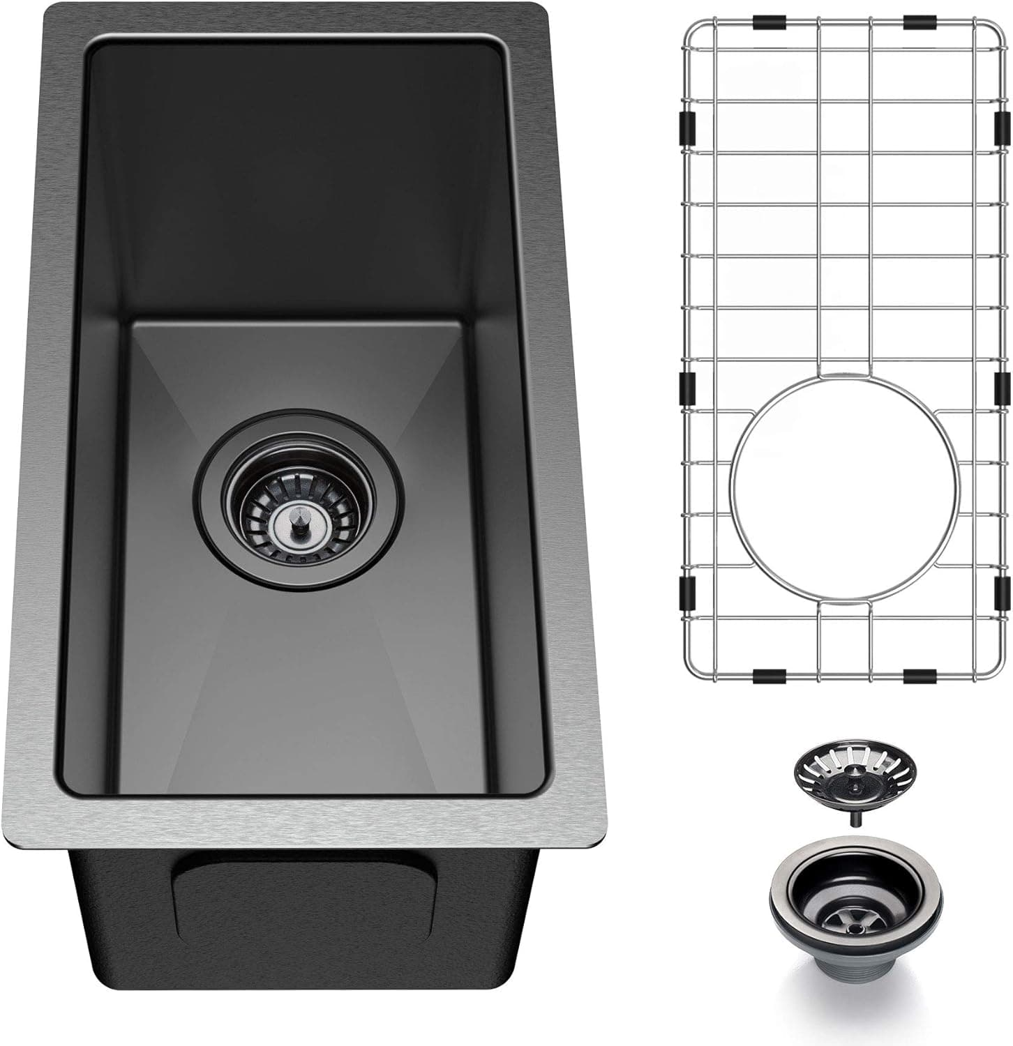 Black Bar Sink Undermount - iBune 10x18 inch Bar Prep Kitchen Sink 16 Gauge Gunmetal Black Stainless Steel Undermount Single Bowl Wet Bar Sink