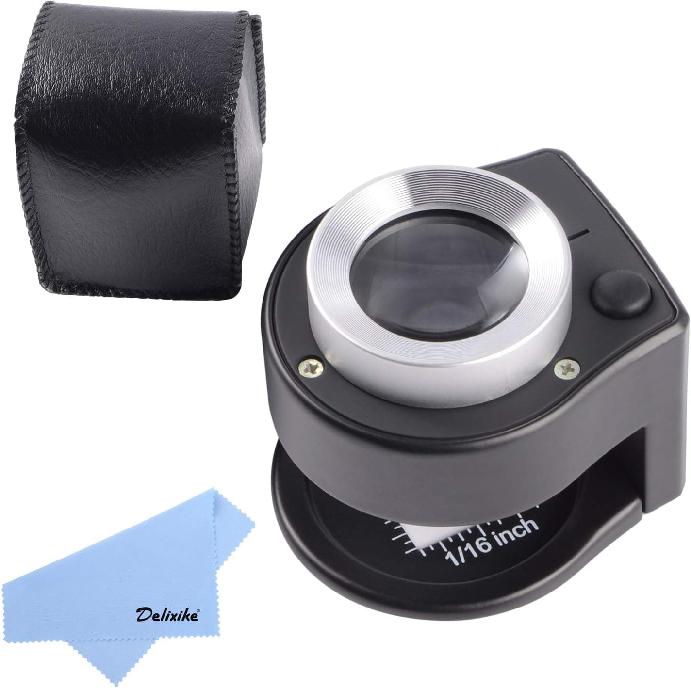 Delixike 30X Linen Tester Eye Loupe, Full Metal Scale Sewing Magnifying Glass with LED Light