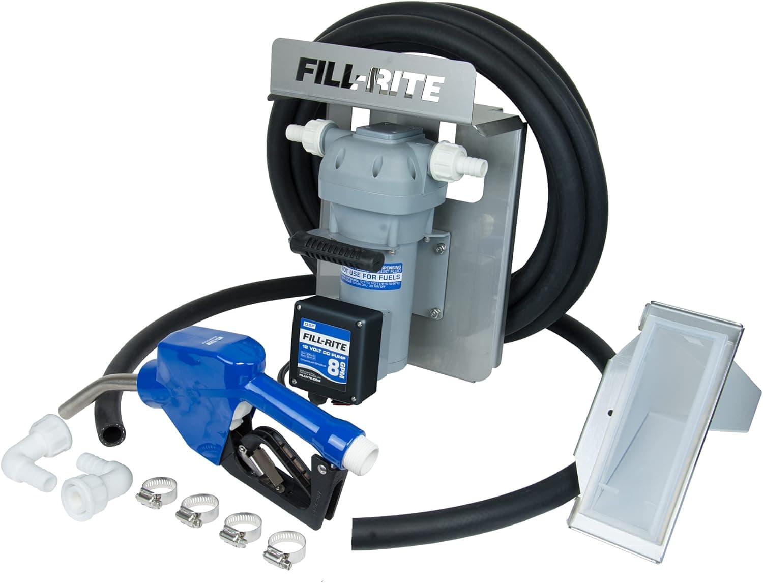 Fill Rite DF120CAN520 120V 8GPM DEF Transfer Pump with Auto Nozzle, Discharge Hose, Suction Hose, Automatic Nozzle, & Tote Bracket